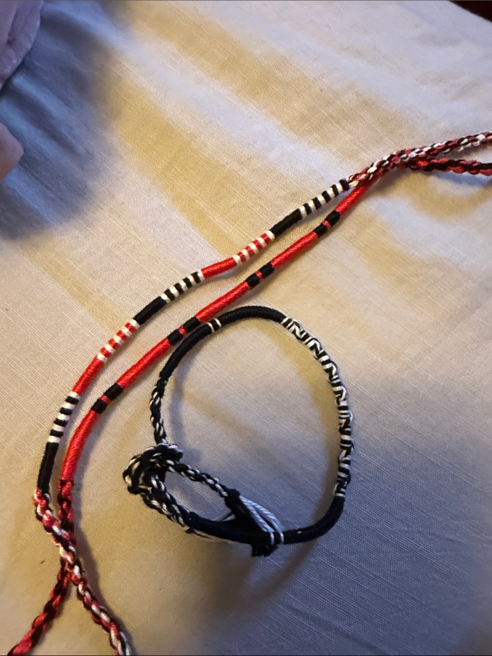 Handmade Black and Red Woven Friendship Bracelet Set